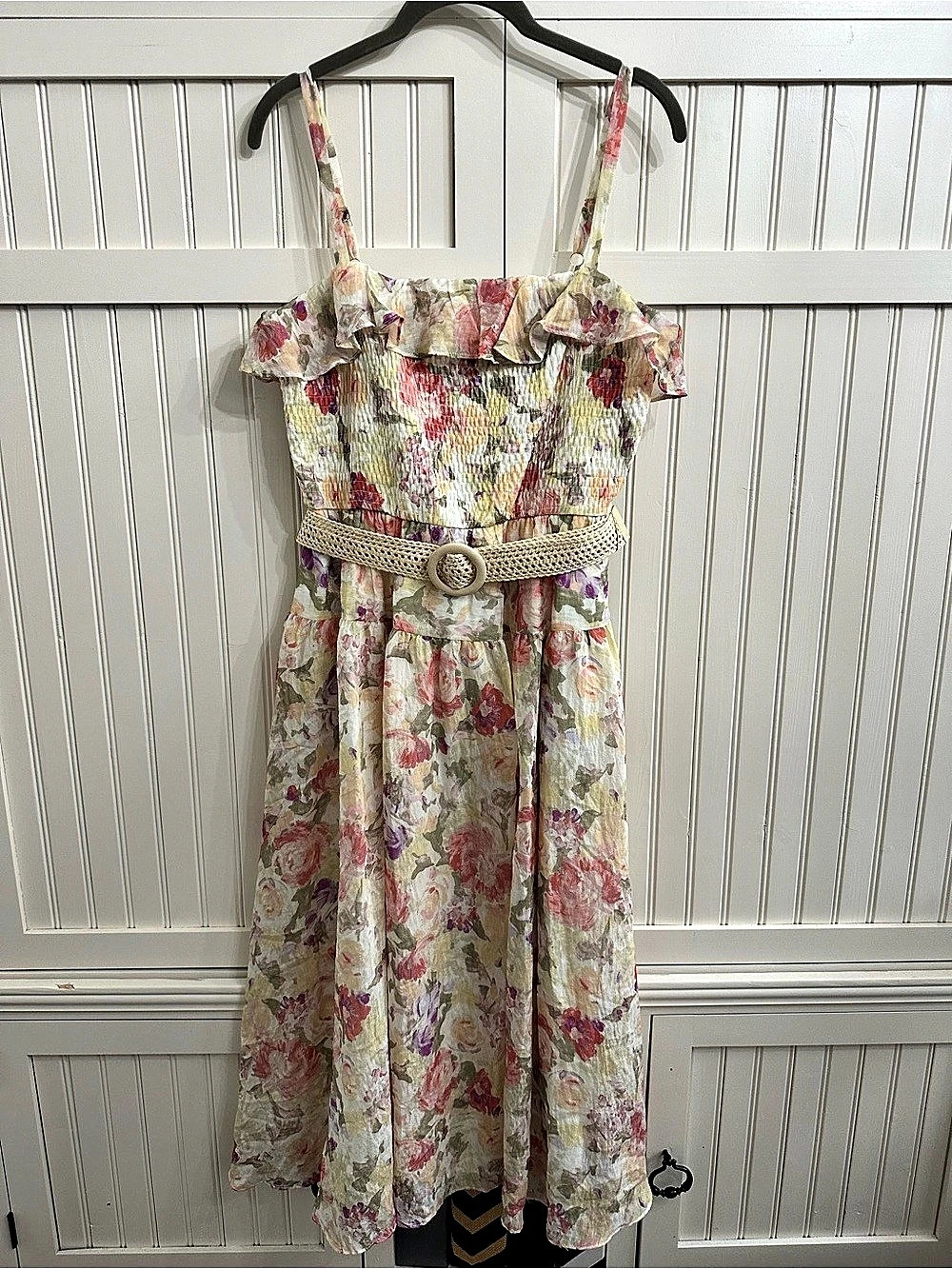 Maison Tara Floral Maxi Dress in Pink & Cream Size 12 Like New